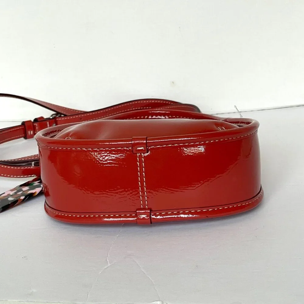 Coach Coachtopia Mini Ergo Crinkle Patent Bag Deep Orange CQ832 - Picture 10 of 12